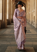 Heather Purple Gota Woven Pure Handloom Silk Saree