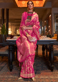 RUBY PINK ZARI WOVEN HANDLOOM BANARASI SILK SAREE