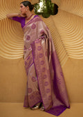 Purple Zari Woven Two Tone Handloom Kanjivaram Silk Saree