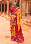 Golden Yellow Woven Traditional Bandhani Patola Silk Saree