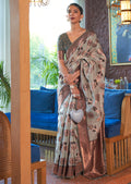 Powder Blue Copper Zari Woven Pure Shimmer Organza Silk Saree