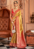 Corn Yellow Woven Royal Patola Kanjivaram Silk Saree