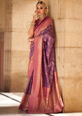 Plum Purple Zari Woven Royal Kanjivaram Silk Saree