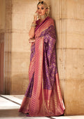 Plum Purple Zari Woven Royal Kanjivaram Silk Saree
