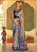 Grey Woven Royal Traditional Patola Silk Saree