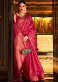 Ruby Red Copper Zari Woven Pure Handloom Banarasi Silk Saree