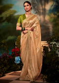 SANDY BROWN DESIGNER PURE ORGANZA SILK SAREE