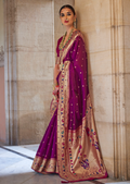 Grape Purple Woven Traditional Royal Patola Paithani Silk Saree