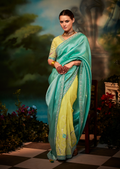 CYAN BLUE BROCADE DESIGNER KANJIVARAM SILK SAREE