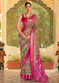 Olive Green Woven Royal Traditional Patola Silk Saree