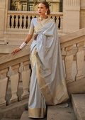 Grey Woven Pure Handloom Khadi Silk Saree