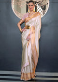 White Zari Woven Pure handloom Kanjivaram Silk Saree