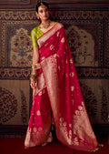 RED MEENAKARI WOVEN DESIGNER BANARASI SILK SAREE