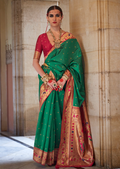 Jade Green Woven Traditional Royal Patola Paithani Silk Saree