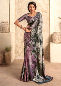 Heather Purple Woven Digital Printed Crepe Silk Saree