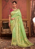 PISTACHIO PURE CREPE SILK DESIGNER BANARASI SAREE