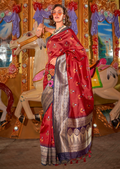 Red Woven Pure Handloom Ikat Silk Saree