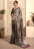 Beige Off White Woven Digital Printed Crepe Silk Saree