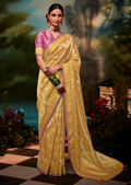 CORN YELLOW DESIGNER PURE ORGANZA SILK SAREE