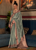 FERN GREEN ZARI WOVEN PURE HANDLOOM TISSUE SILK SAREE