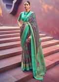 MIDNIGHT BLUE WOVEN PURE BRASSO CHIFFON SAREE