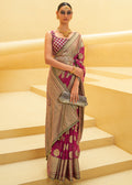 RUBY PINK WOVEN PURE BRASSO ORGANZA SAREE