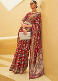 BARN RED WOVEN PURE BRASSO ORGANZA SAREE