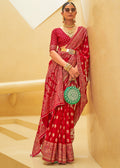 RED WOVEN PURE BRASSO ORGANZA SAREE