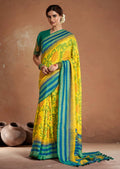 Lime Green Pure Braso Chiffon Saree With Embroidered Silk Blouse