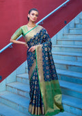 Navy Blue Woven Traditional Patola Silk Saree