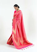 Ruby Pink Hand Woven Kanjivaram Silk Saree