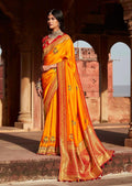 Mustard Yellow Woven Traditional Banarasi Silk Saree