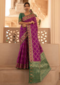 Dark Orchid Woven Traditional Patola Silk Saree
