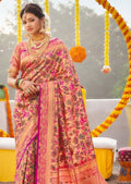 Magenta Pink Woven Traditional Paithani Silk Saree