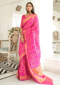 Fuchsia Pink Woven Banarasi Silk Saree