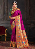 Magenta Purple Woven Traditional Paithani Silk Saree