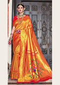 Golden Purple Woven Pure Kanjivaram Traditional Paithani Silk Saree