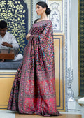 Black Woven Kashmiri Jamewar Silk Saree