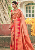 Golden Brick Red Woven Kanjivaram Silk Saree