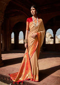 Beige Woven Traditional Banarasi Silk Saree