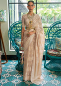 MOTH GRAY WOVEN PURE CHIKANKARI SEQUINS LUCKNOWI COTTON SAREE