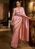 BLUSH PINK ZARI WOVEN HANDLOOM SOUTH SILK SAREE