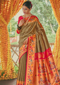 Deep Teal Green Woven Kanjivaram Traditional Paithani Silk Saree