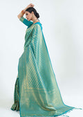 Aqua Blue Hand Woven Kanjivaram Silk Saree
