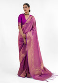 Purple Hand Woven Kanjivaram Silk Saree