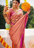 Magenta Pink Woven Traditional Paithani Silk Saree