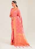 Rose Pink Zari Woven Banarasi Silk Saree
