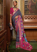 MIDNIGHT BLUE WOVEN PATOLA SILK SAREE