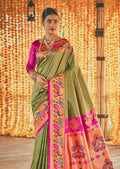 Green Woven Kanjivaram Traditional Paithani Silk Saree
