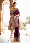 Purple Woven Designer Banarasi Silk Saree